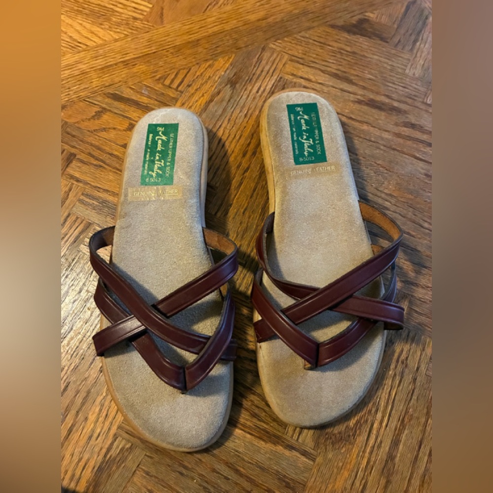 Made in Italy Women's Leather Crisscross Sandals 9m